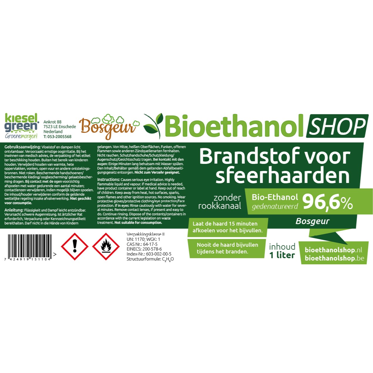 GiDeli Bioéthanol 25 l éthanol 96,6 % alcool bio inodore combustion