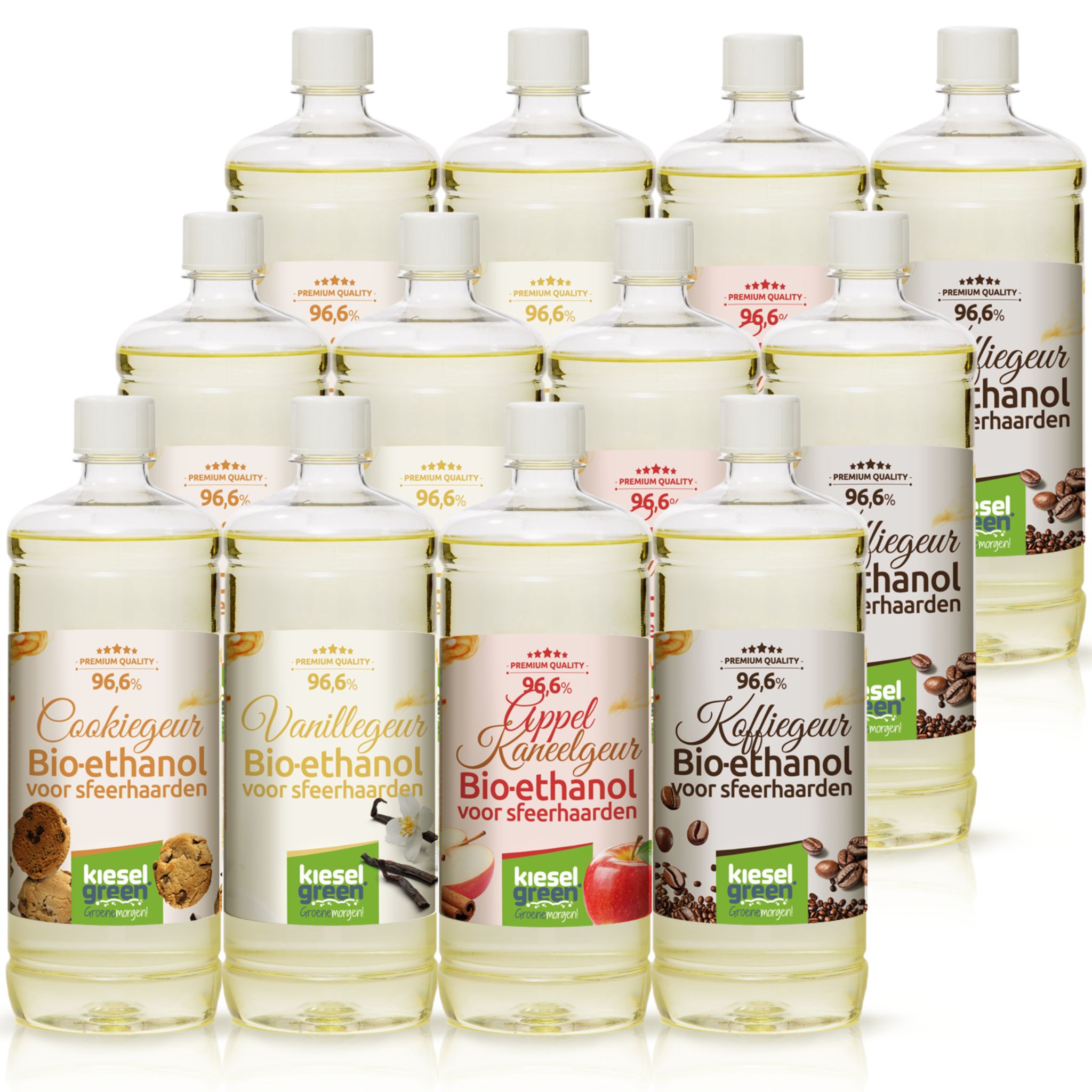 KieselGreen 12 Liter Bioethanol 6x Koekjes aroma 6x geurloos bio ethanol voor sf